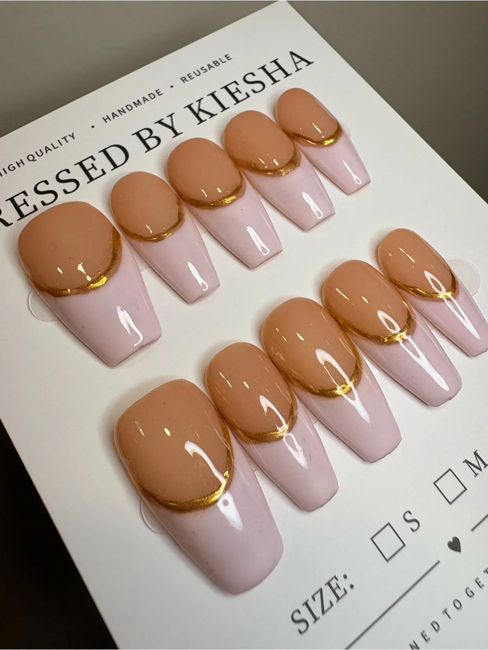 Nude & Blush Gold-Accent Pressed Nails